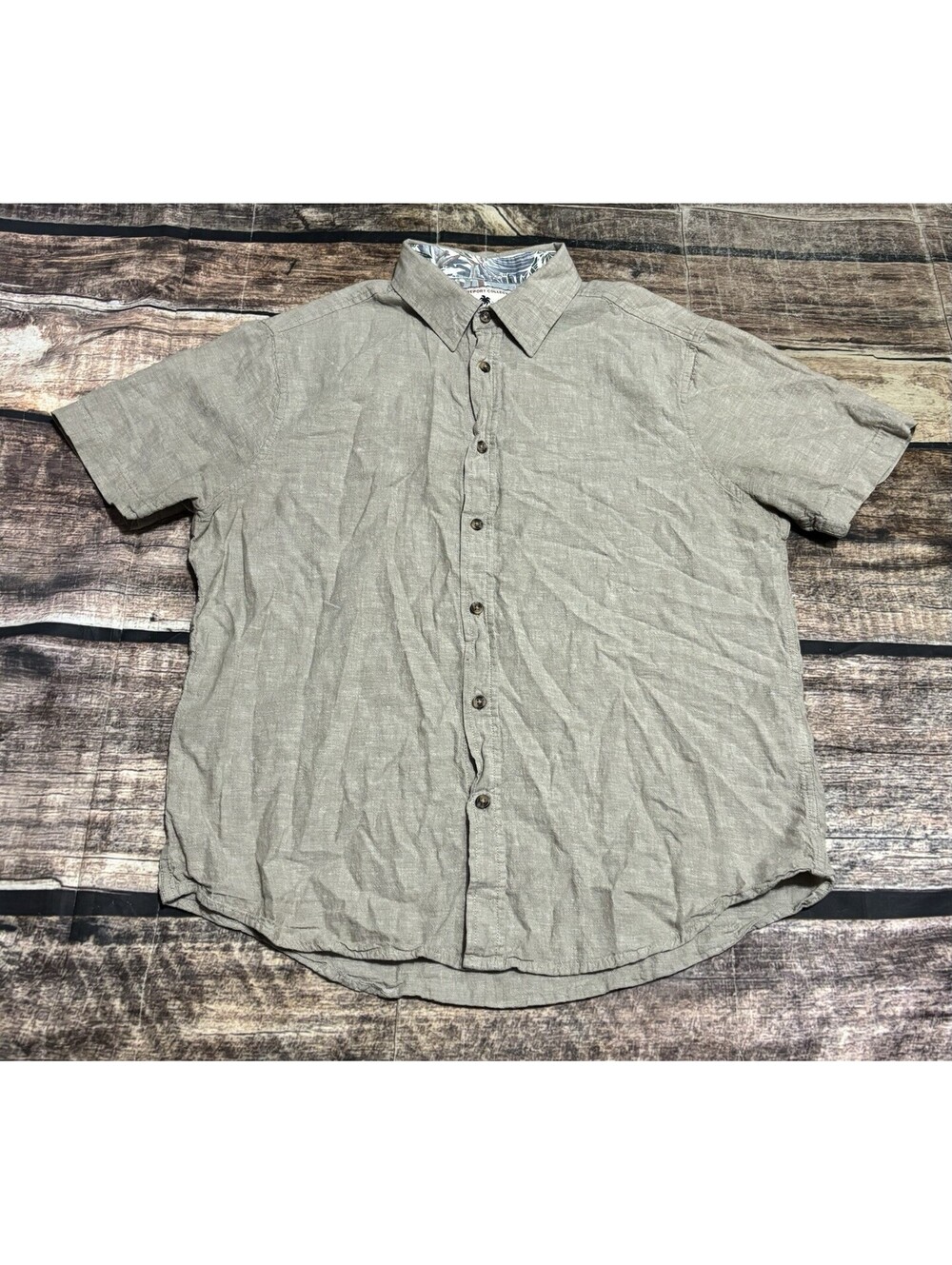 Resort Collection Shirt Mens Large Linen Blend Button Up Beach